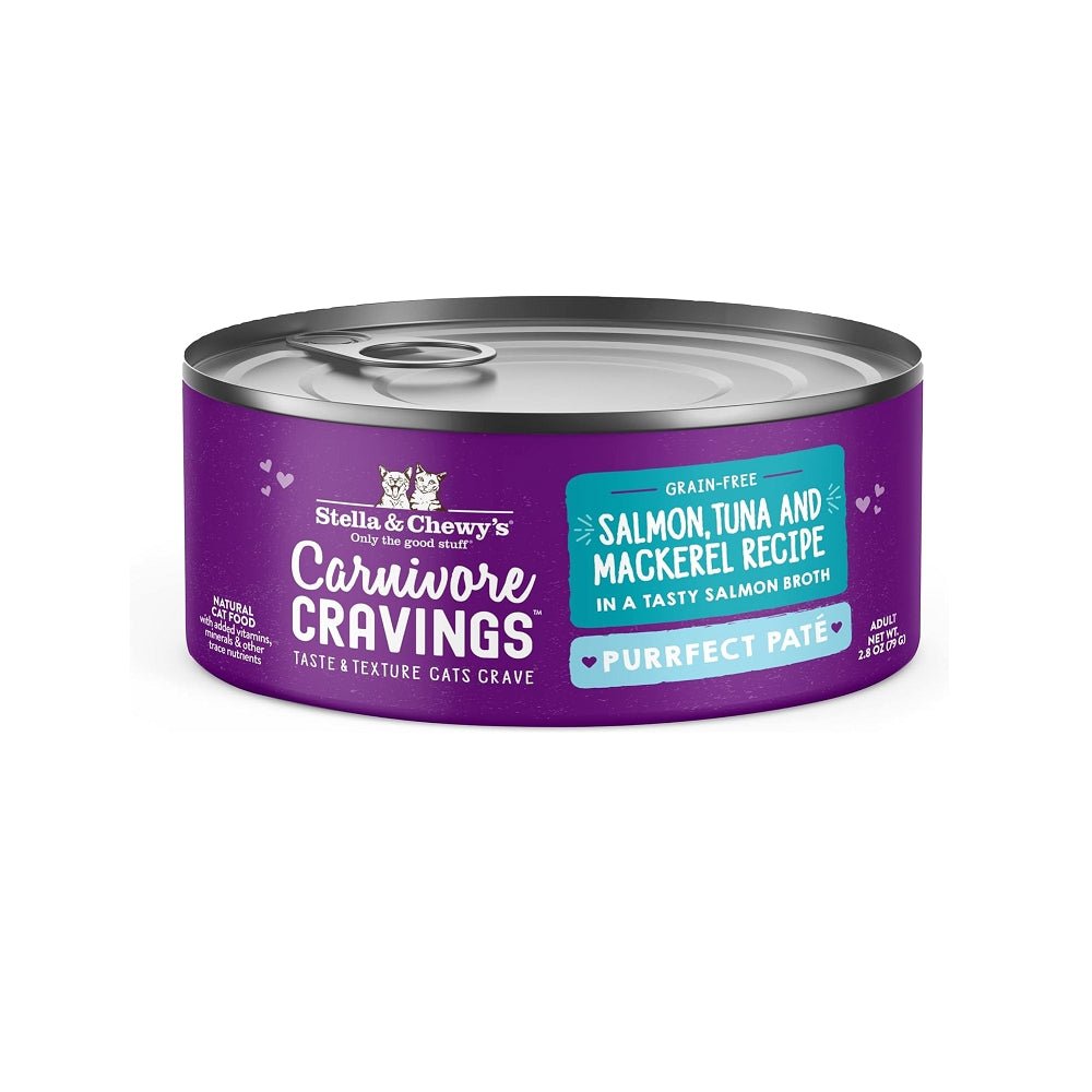Carnivore Cravings Adult Salmon, Tuna & Mackerel 100% Complete Balance Diet Recipe Wet Cat Can