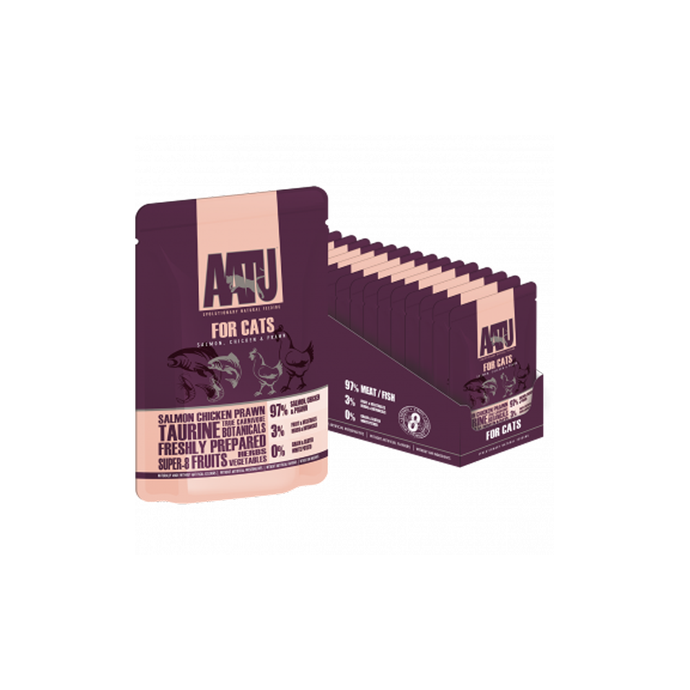 AATU - Mixed Protein Salmon, Chicken & Prawn Cat Pouch 85 g