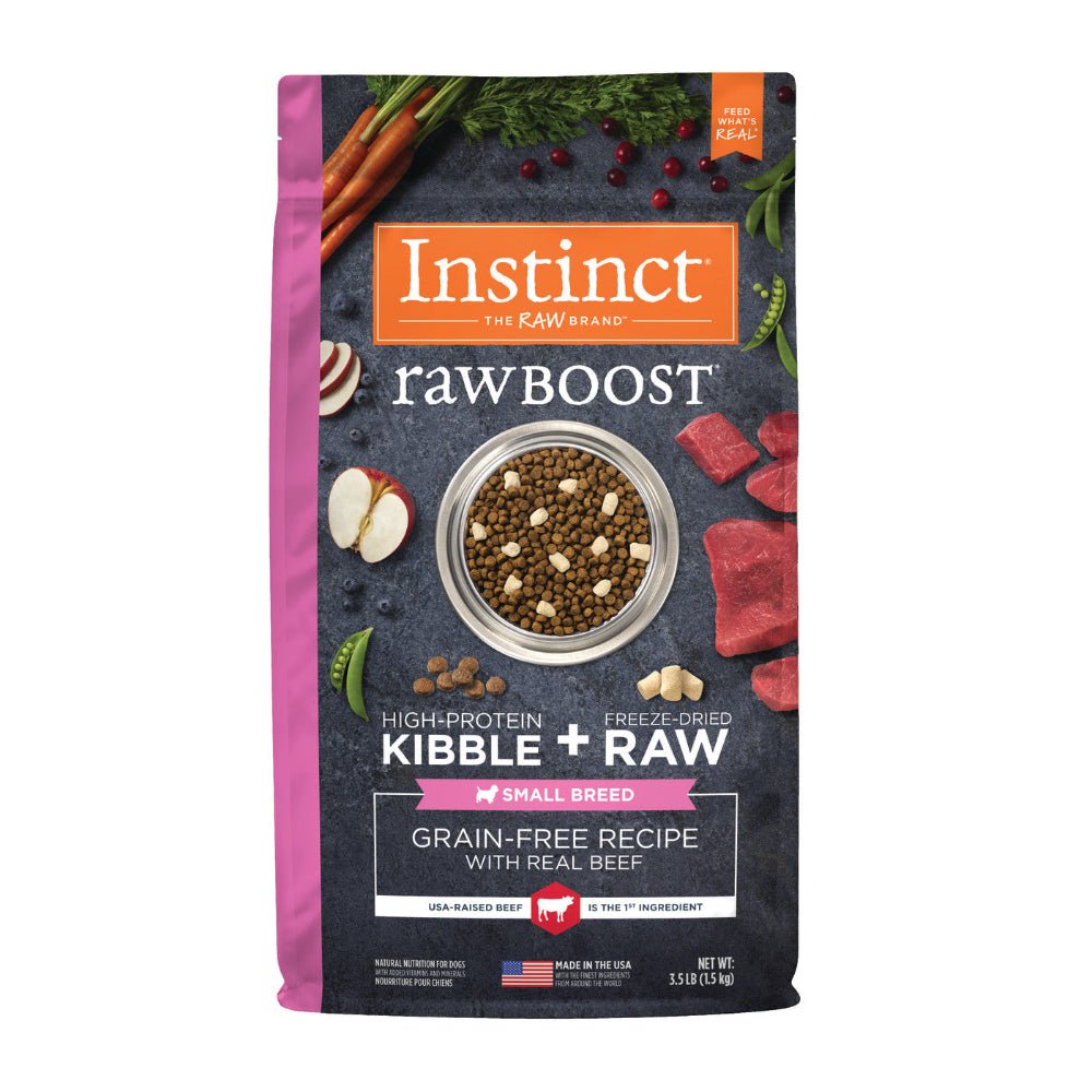 Raw Boost Grain Free Kibble + Raw for Small Breed Dog Dry Food - Real Beef