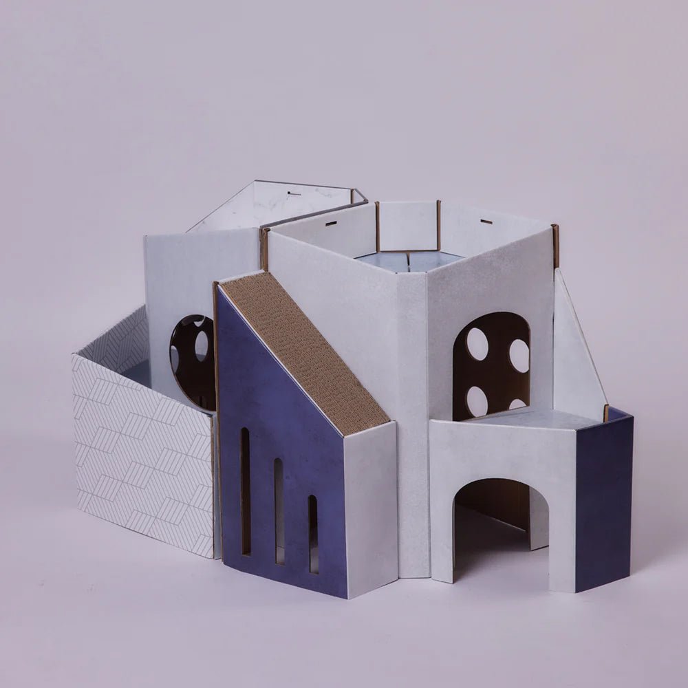Mini Cat Mansion Foldable Cat House - D2 The Blue Hacienda - Image 3