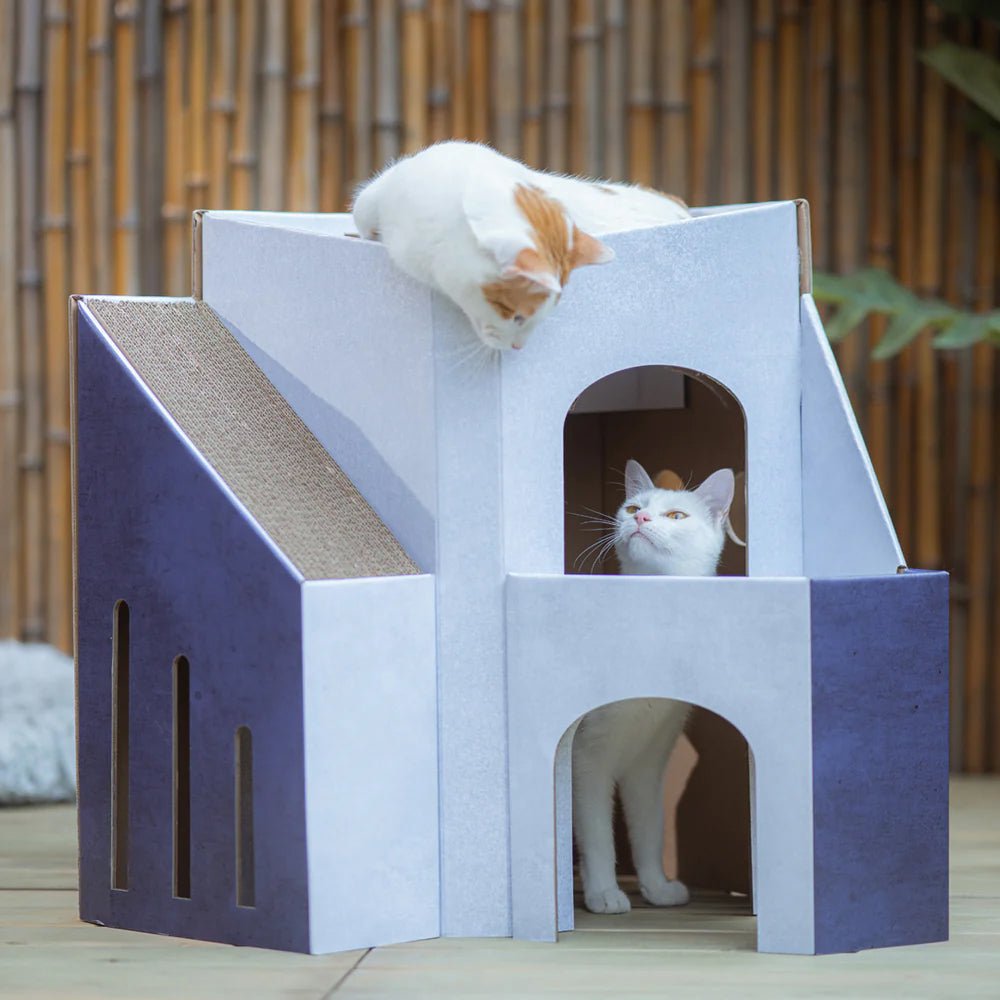 Mini Cat Mansion Foldable Cat House - D2 The Blue Hacienda - Image 5