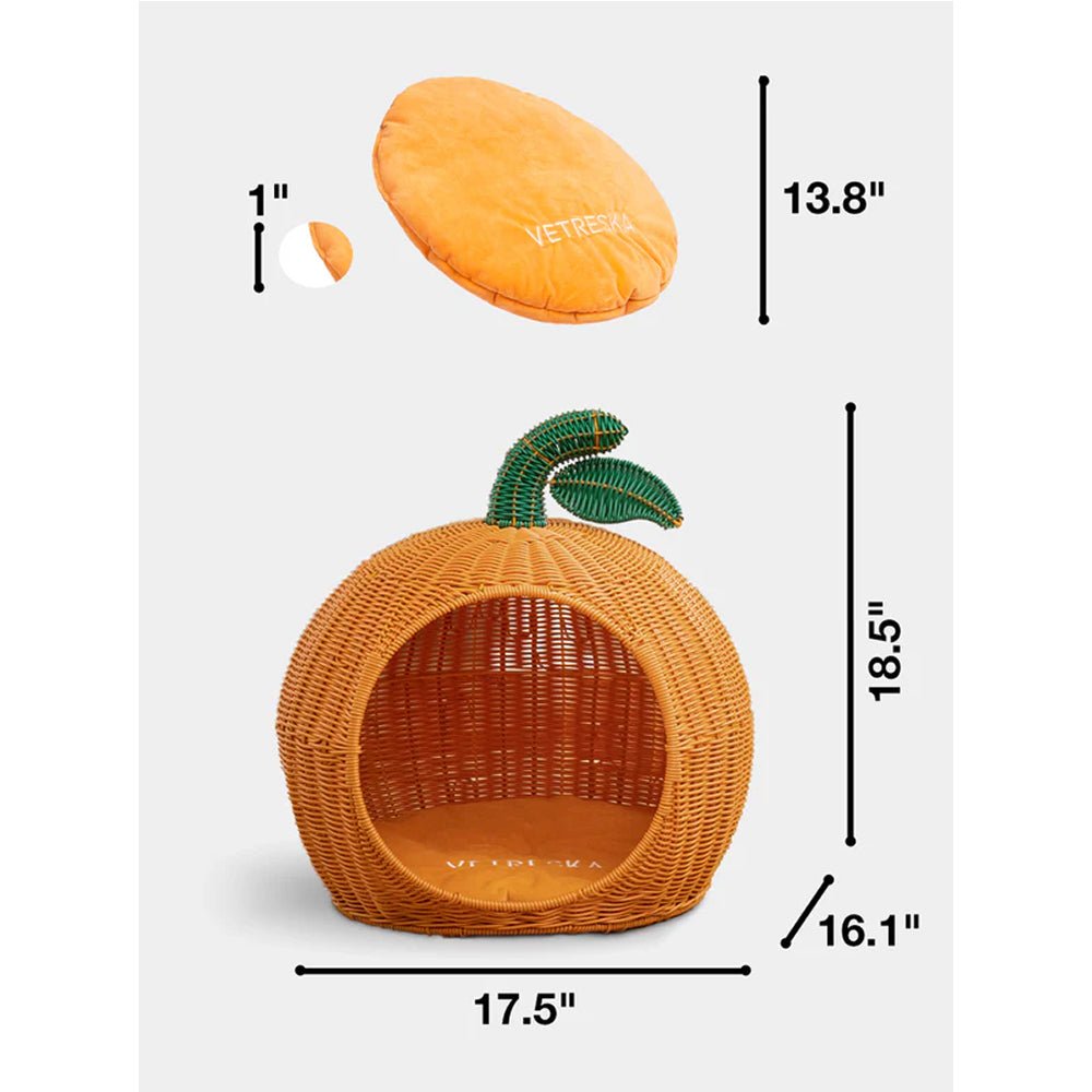 Tangerine Rattan Pet Bed - Image 2