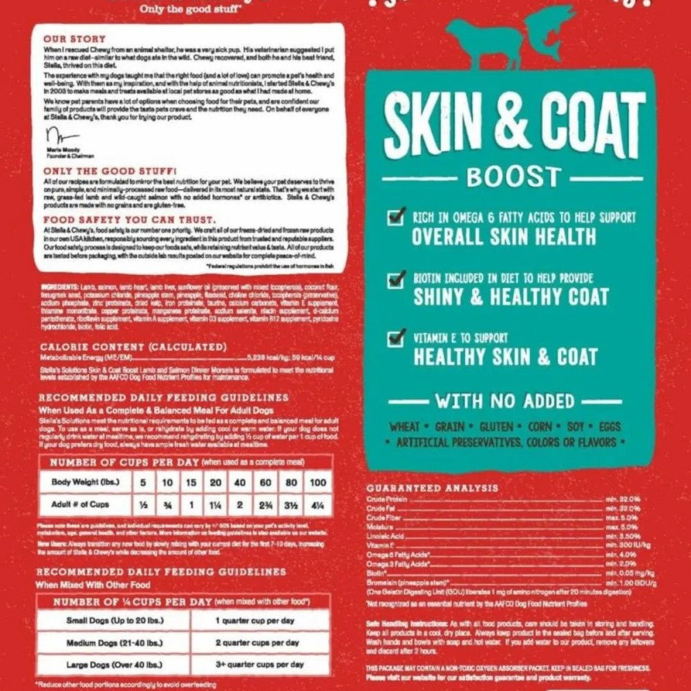 Stella's Solutions Skin & Coat Boost Freeze Dried Grass-Fed Lamb & Wild-Caught Salmon - Dinner Morsels Dog Food - Image 3